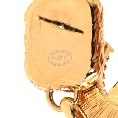 Chanel Metal Gripoix Enamel CC Drop Earring Red Black 4 of 5