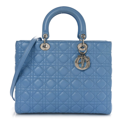Christian Dior Lambskin Cannage Large Lady Dior Blue 1 of 12