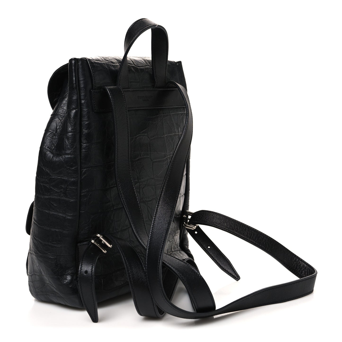 Crocodile Embossed Lambskin Festival Backpack Black