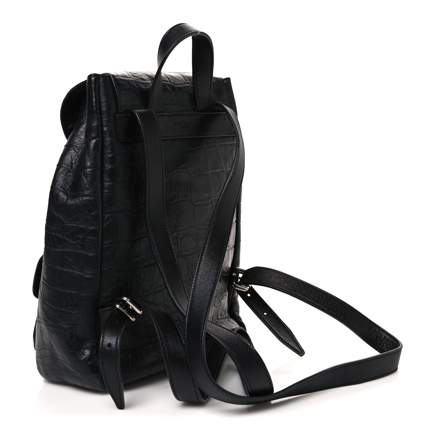 Saint Laurent Crocodile Embossed Lambskin Festival Backpack Black 3 of 10
