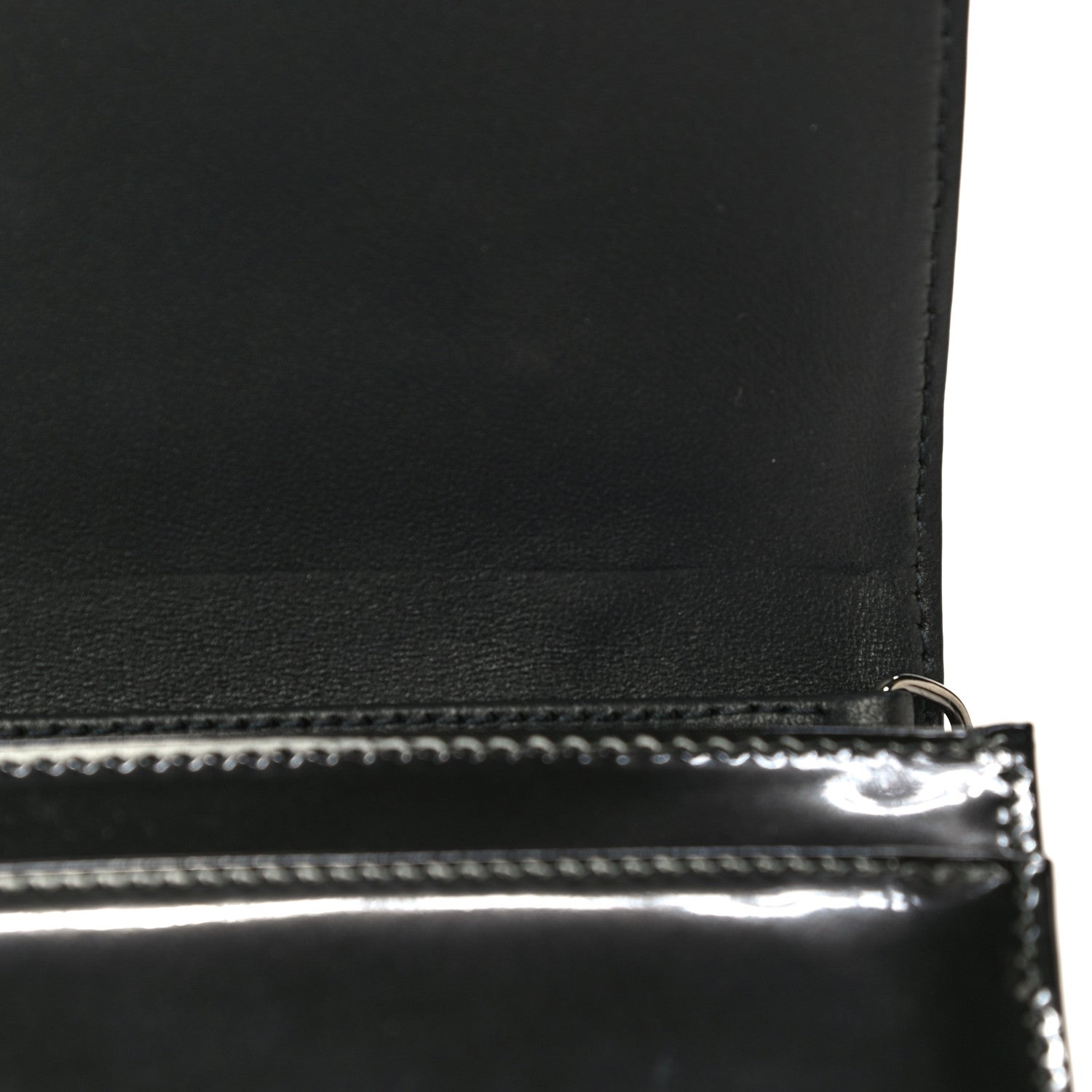 Christian Dior Metallic Patent Micro-Cannage Diorama Wallet on Chain Pouch Onyx Black 12 of 13