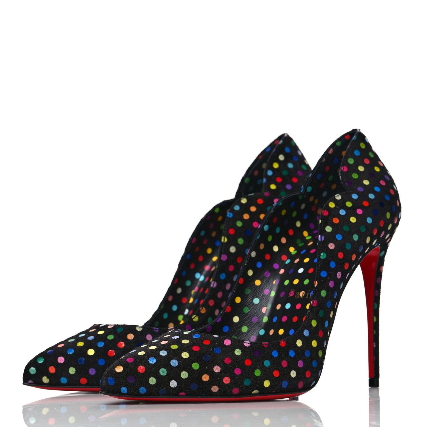 Suede Polka Dot Hot Chick 100 Pumps 37.5 Black Multicolor