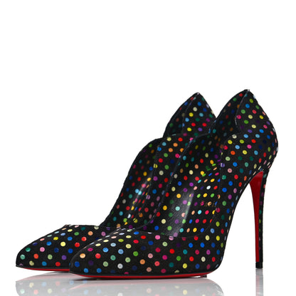 Christian Louboutin Suede Polka Dot Hot Chick 100 Pumps 37.5 Black Multicolor 3 of 9