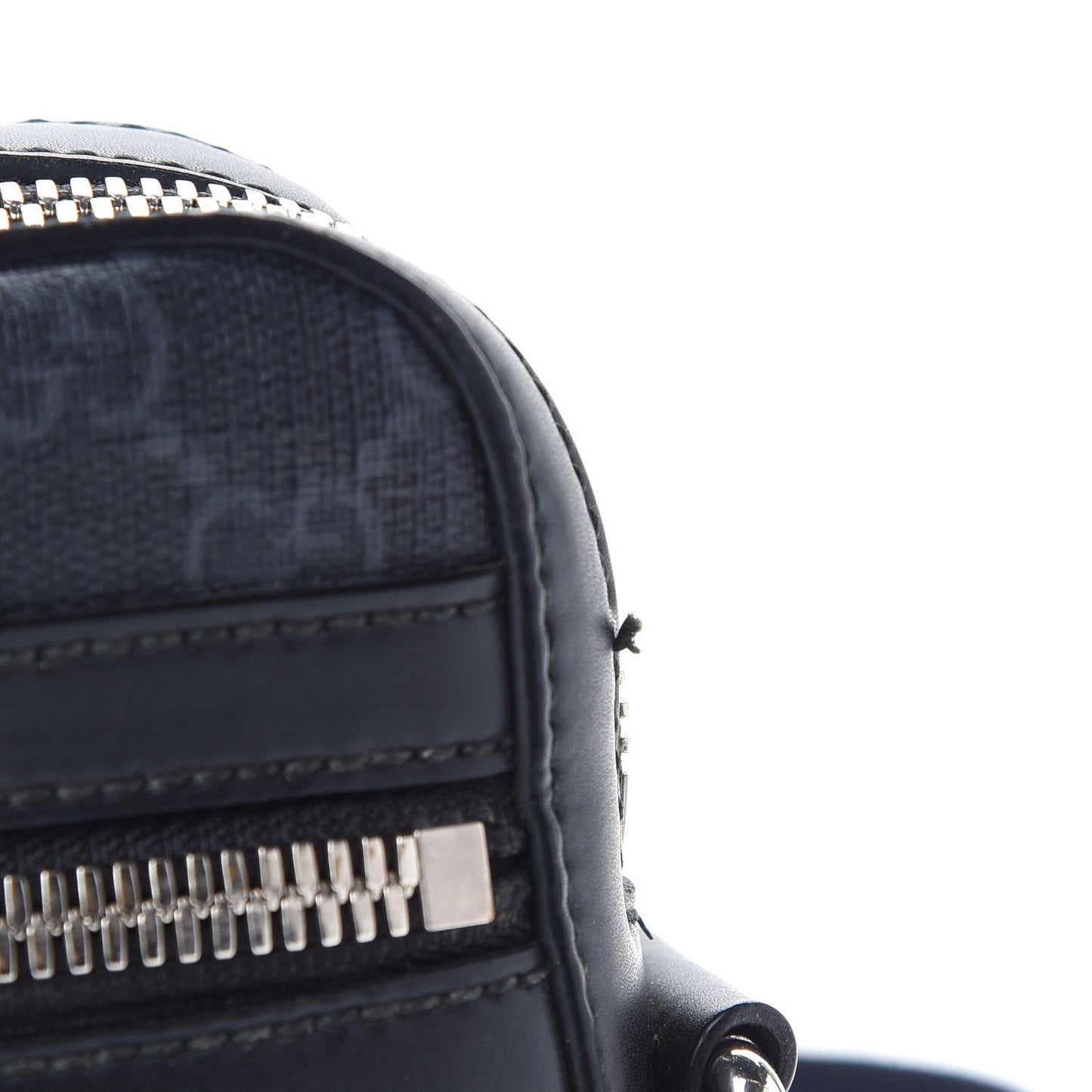 GG Supreme Monogram Appia Calfskin Web Small Camera Messenger Bag Black Grey