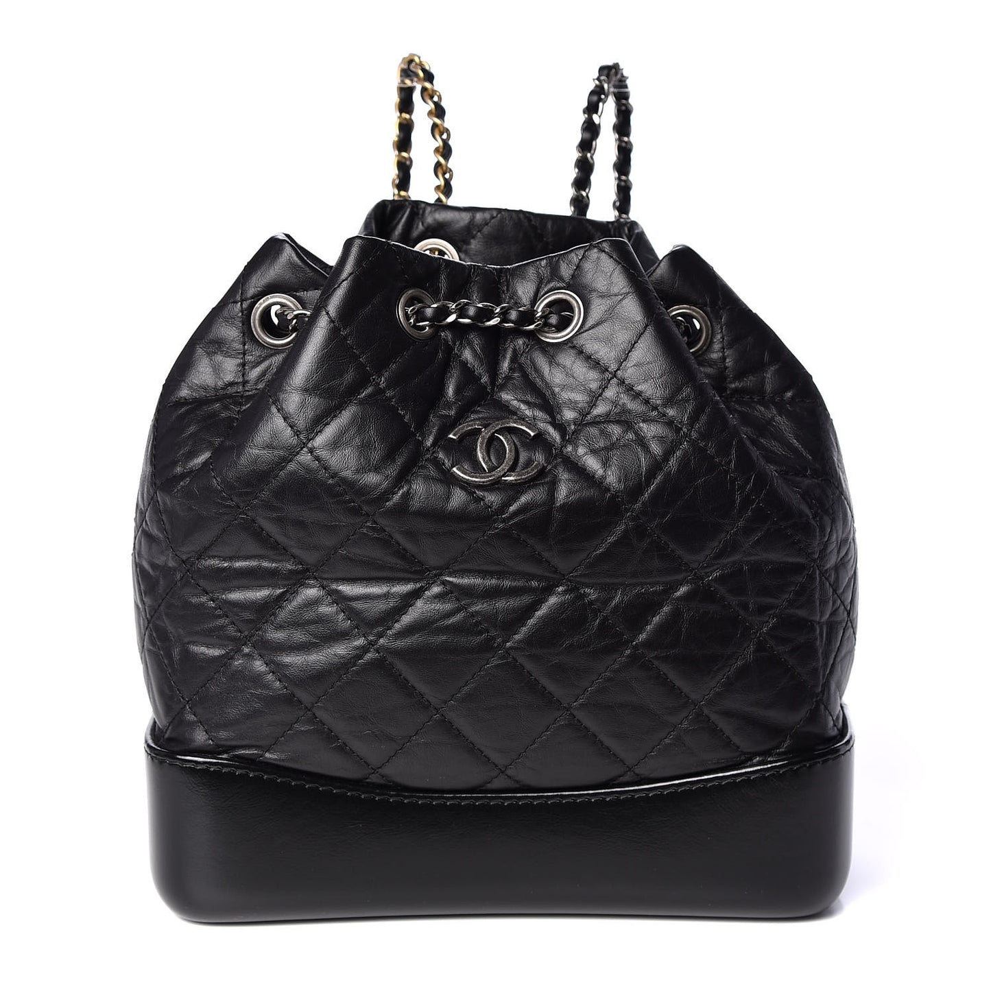 Aged Calfskin Quilted Small Gabrielle Backpack Black