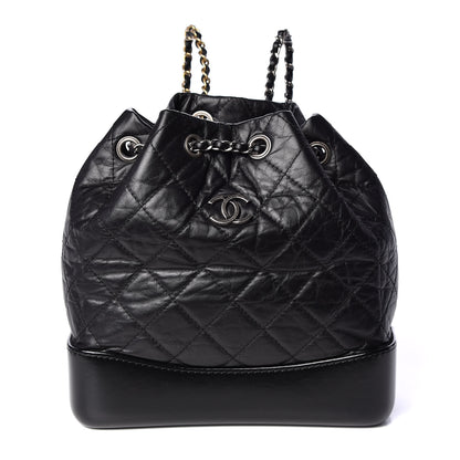 Chanel Aged Calfskin Quilted Small Gabrielle Backpack Black 1 of 9