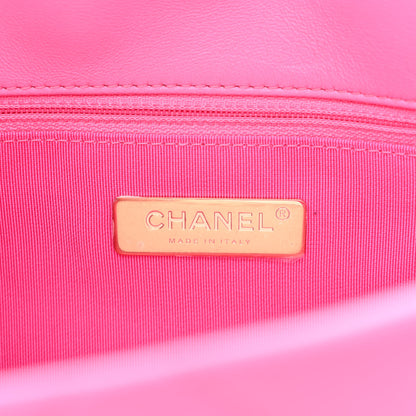 Chanel Lambskin Quilted Large Chanel 19 Flap Neon Pink 6 of 10