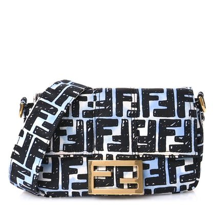 Fendi X JOSHUA VIDES Nylon FF Cloudy Mini Belt Baguette Bag White Celeste Black 1 of 11