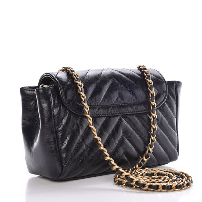Chanel Glazed Calfskin Chevron Quilted Small Hampton Flap Black 3 of 8