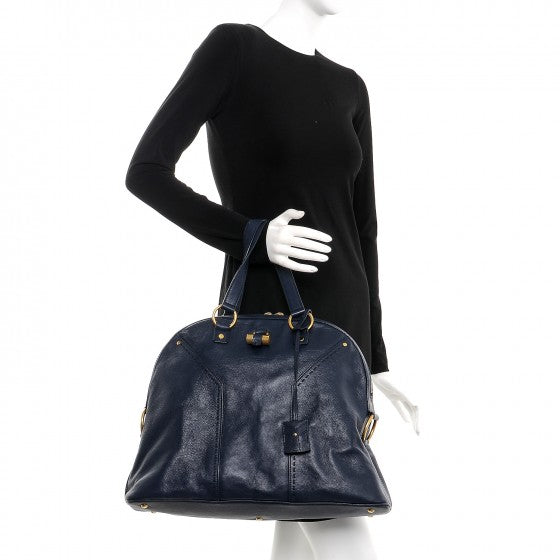 Calfskin Oversized Muse Navy Blue
