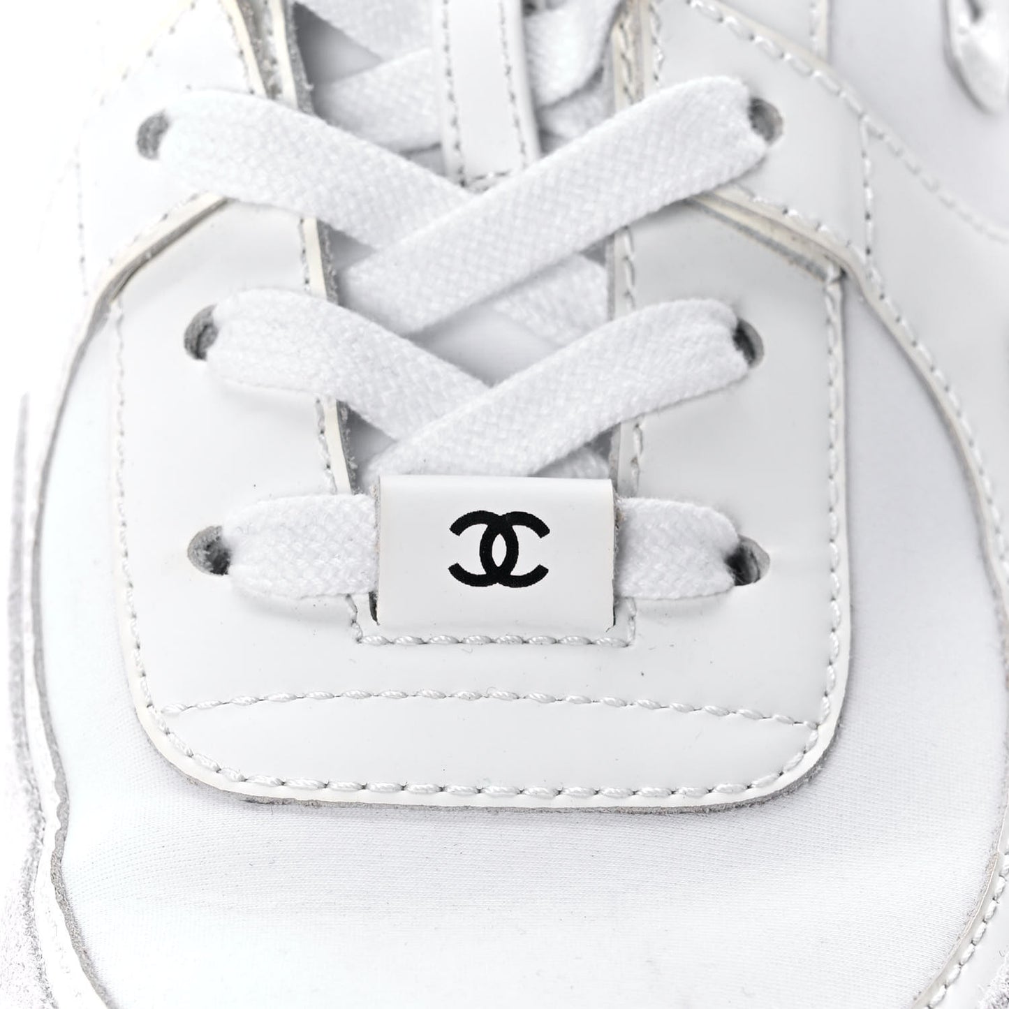Suede Calfskin Fabric CC Sneakers 40.5 White