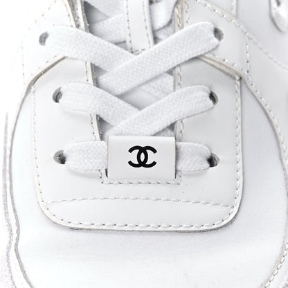 Chanel Suede Calfskin Fabric CC Sneakers 40.5 White 9 of 10