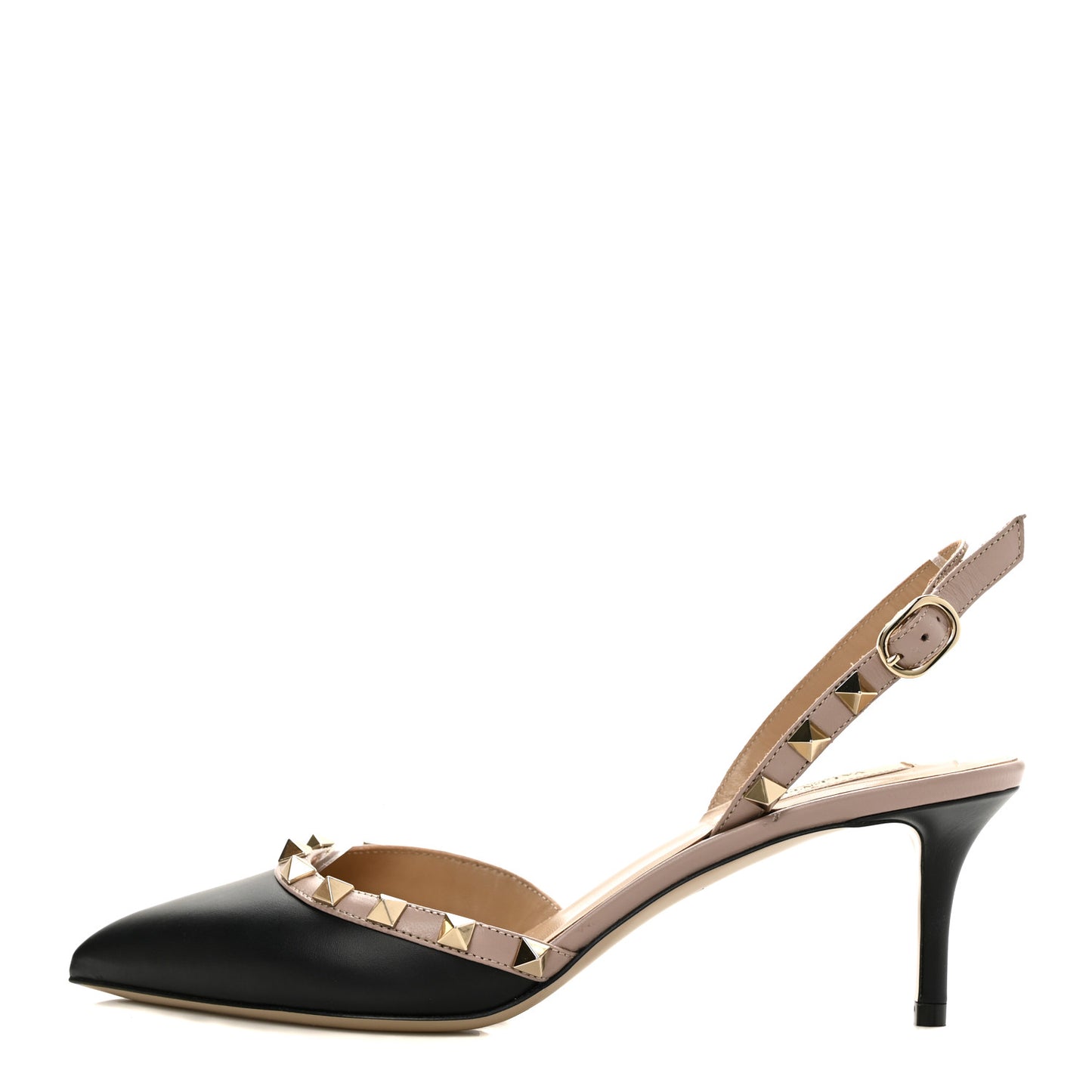 Calfskin Nappa Rockstud Slingback 60mm Pumps 36.5 Black Poudre