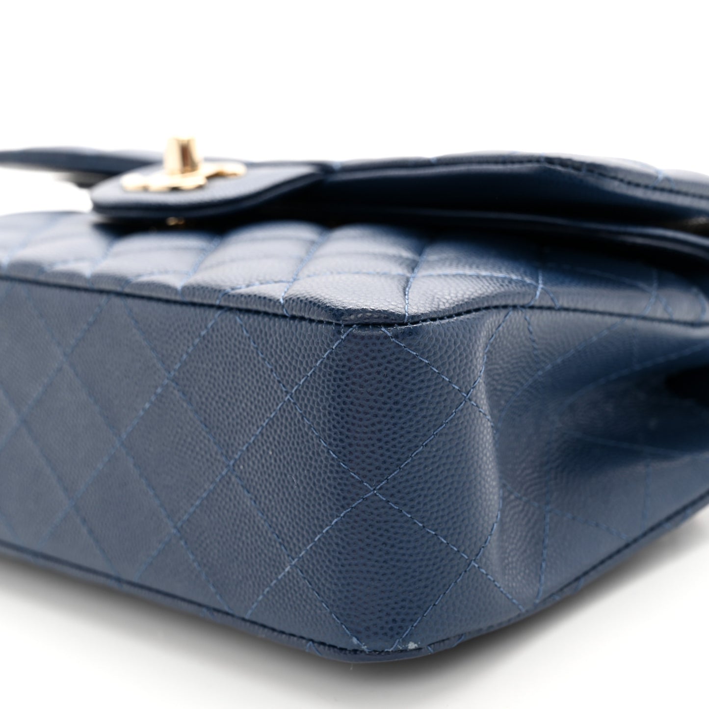 Caviar Quilted Small Double Flap Navy