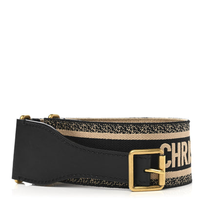 Christian Dior Canvas Embroidered Large Book Belt 75 30 Black Beige 1 of 3