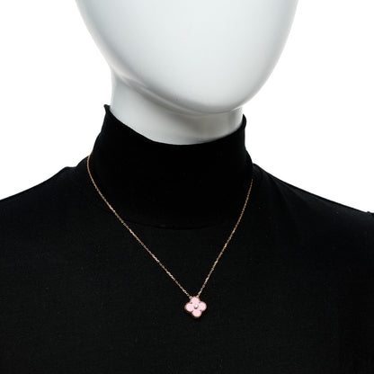 Van Cleef & Arpels 18K Rose Gold Diamond Rhodonite Vintage Alhambra Pendant Necklace 2 of 5