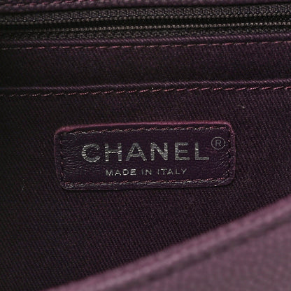 Chanel Washed Caviar Quilted Small Turn Around Ligne Flap Dark Purple 6 of 11