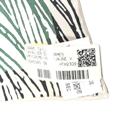 Hermes Silk Cavalier En Formes Scarf 90 Creme Vert Jaune Vif 3 of 5