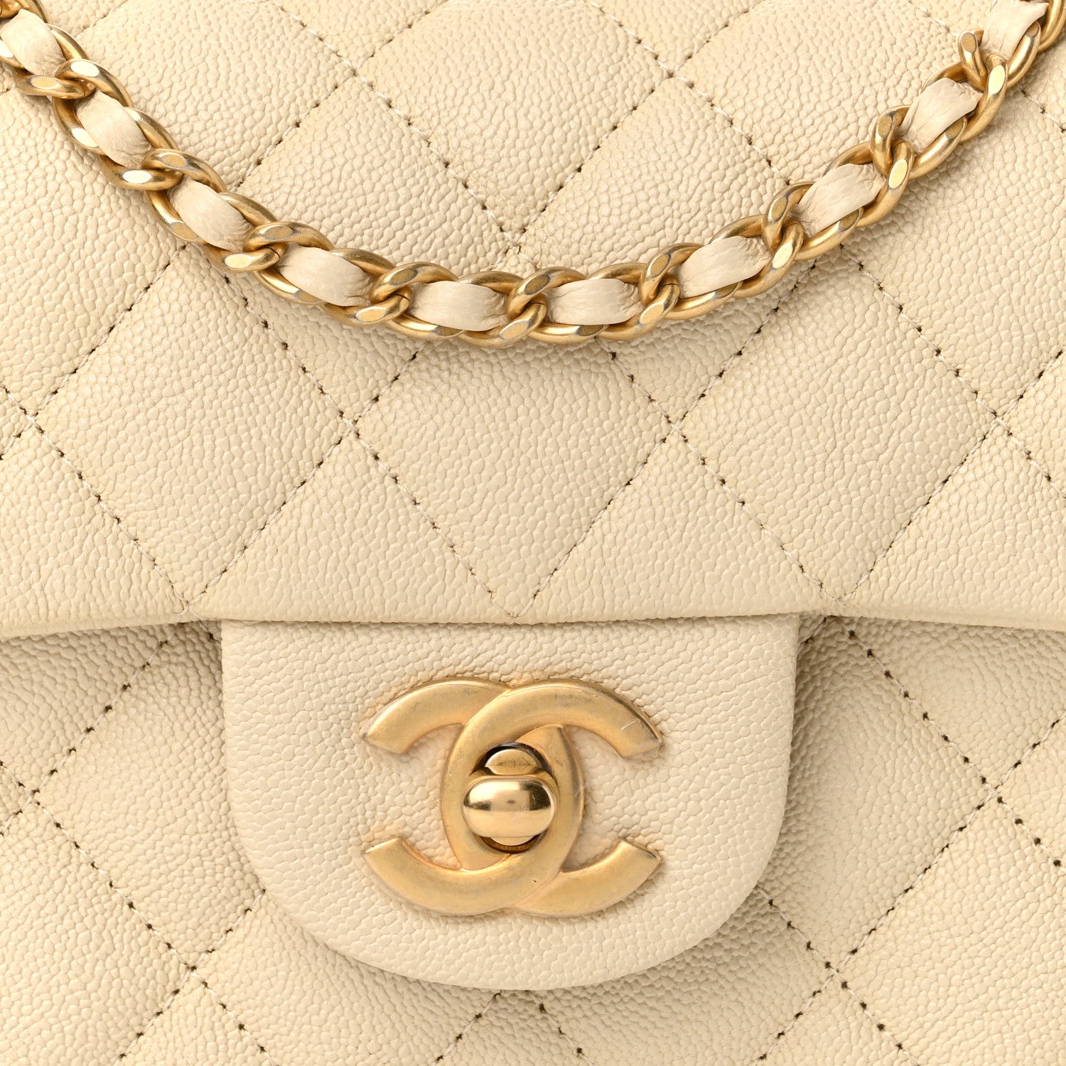 Chanel Caviar Quilted Mini Top Handle Rectangular Flap Beige 8 of 14