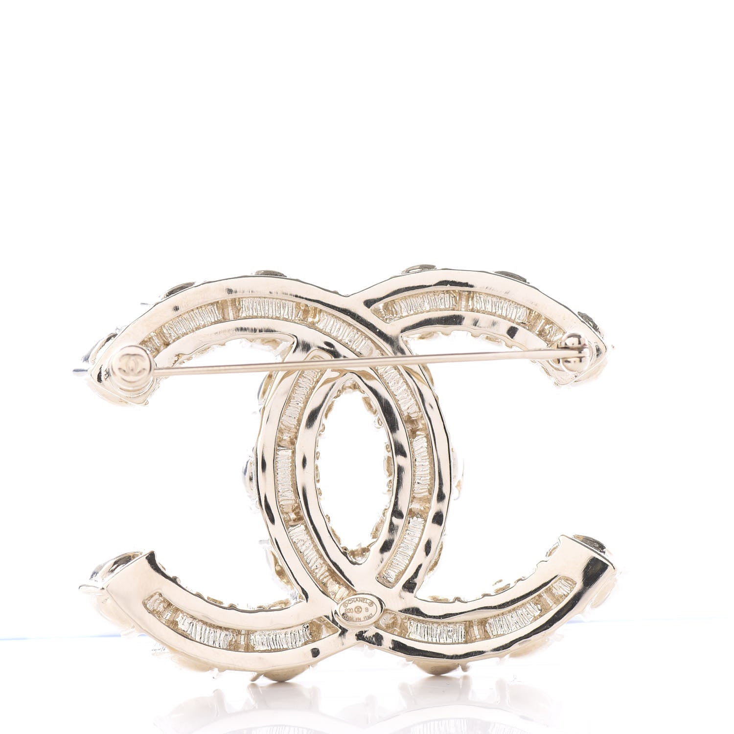 Chanel Crystal Pearl CC Dazzling Domino Brooch Gold 2 of 6
