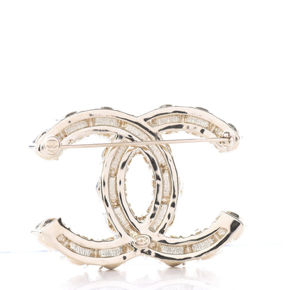 Chanel Crystal Pearl CC Dazzling Domino Brooch Gold 2 of 6