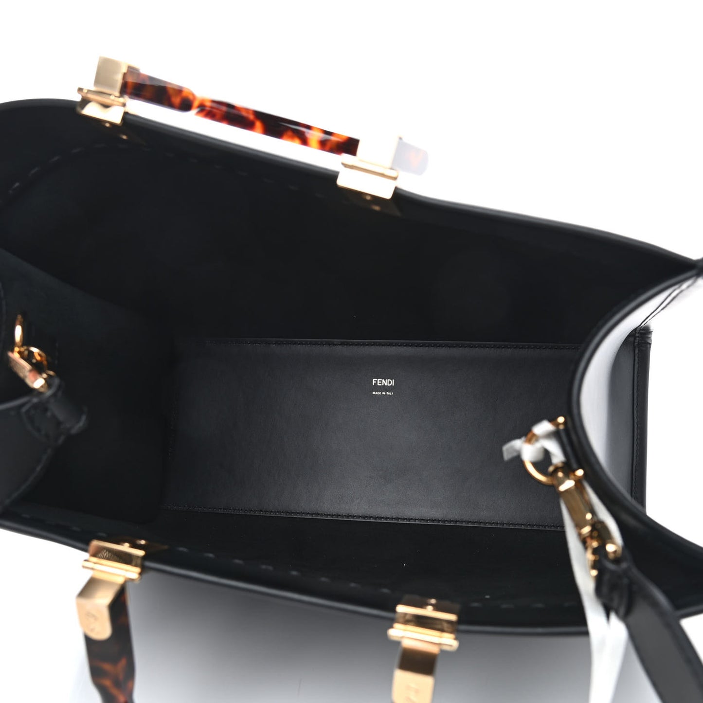 Vitello King Plexiglass Medium Fendi Sunshine Shopper Tote Black