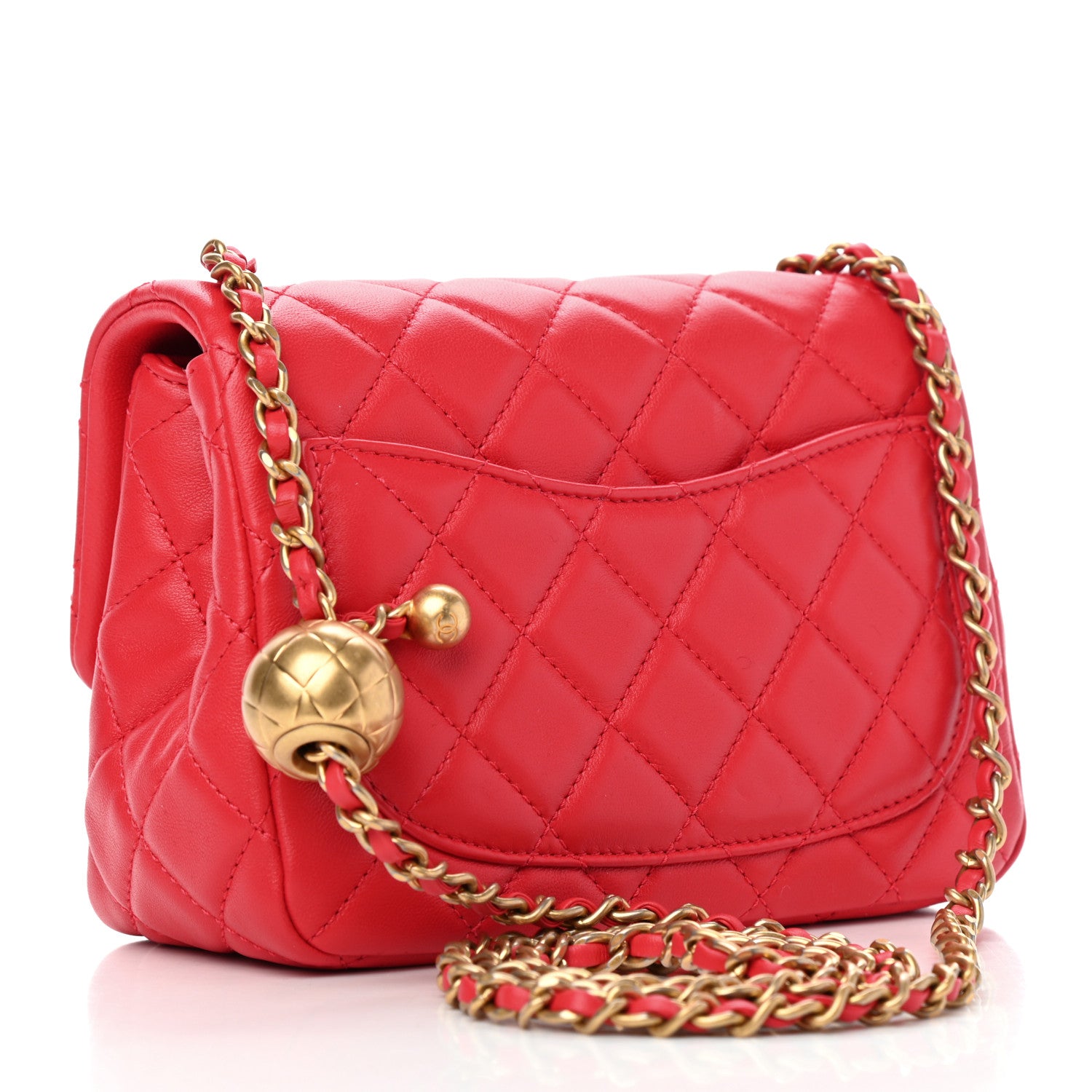 Chanel Lambskin Quilted Mini Pearl Crush Flap Red 2 of 7