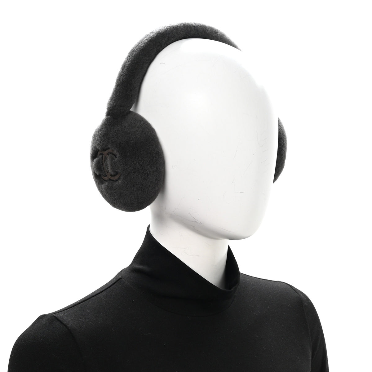 Shearling CC Ear Muffs Dark Grey