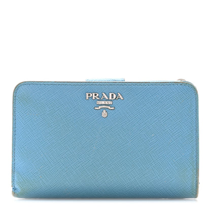Prada Saffiano Metal Compact Wallet Mare 1 of 14