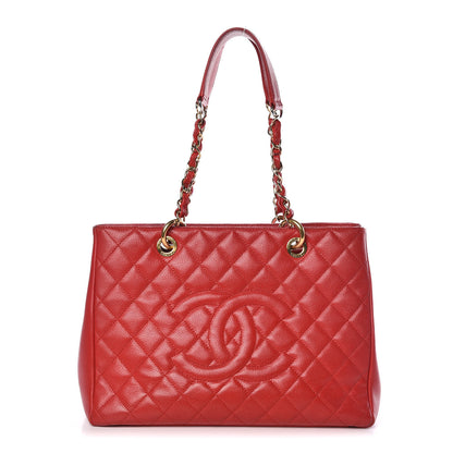 Chanel Caviar Quilted Grand Shopping Tote GST Red 1 of 19