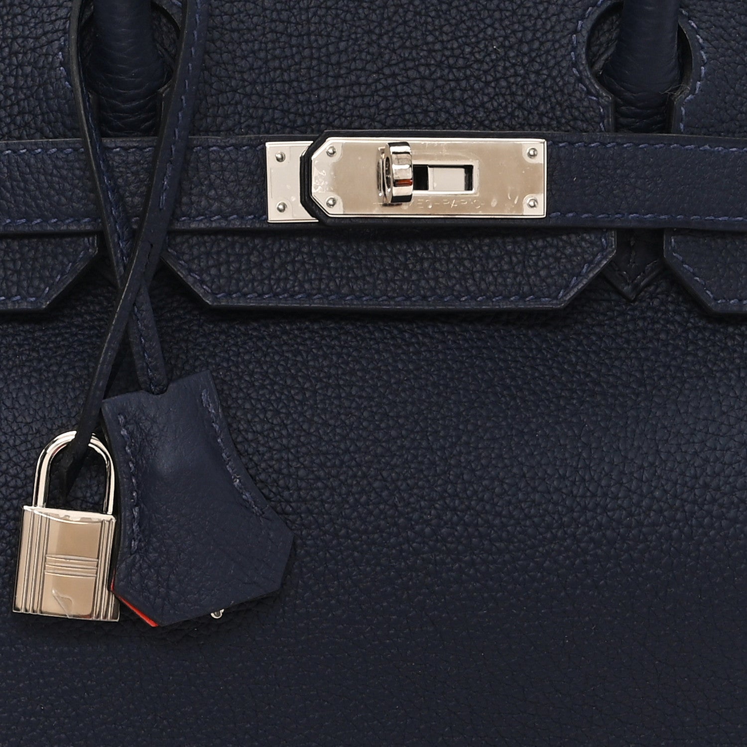Hermes Togo Birkin Verso 30 Bleu Nuit Orange Poppy 8 of 12