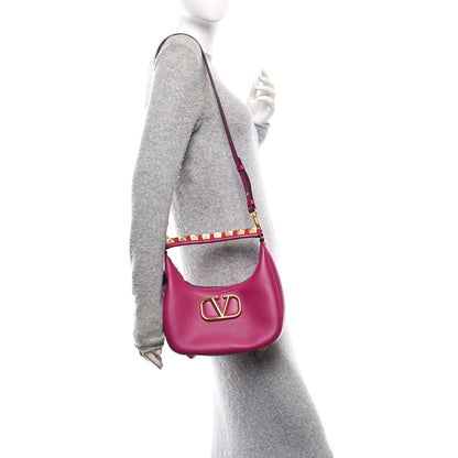 Valentino Garavani Calfskin Stud Sign Zip Hobo Rose Violet 2 of 9