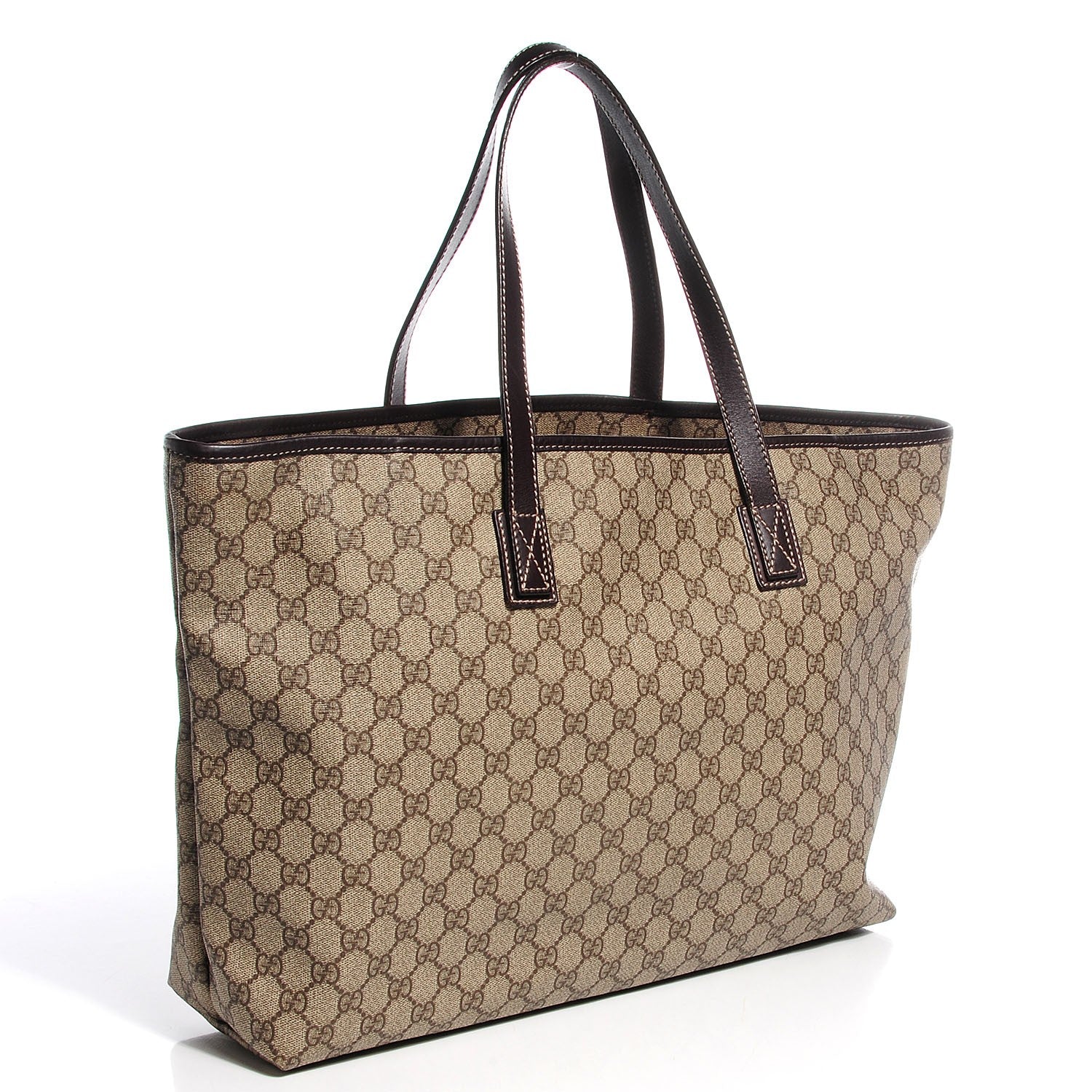 Gucci GG Supreme Monogram Large Zippered Shopping Tote Dark Brown 3 of 7
