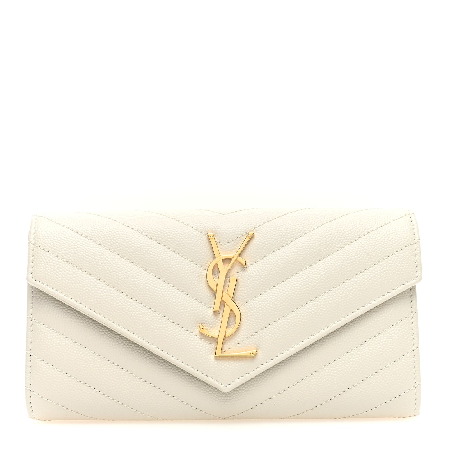 Grain De Poudre Matelasse Chevron Monogram Flap Wallet Crema Soft