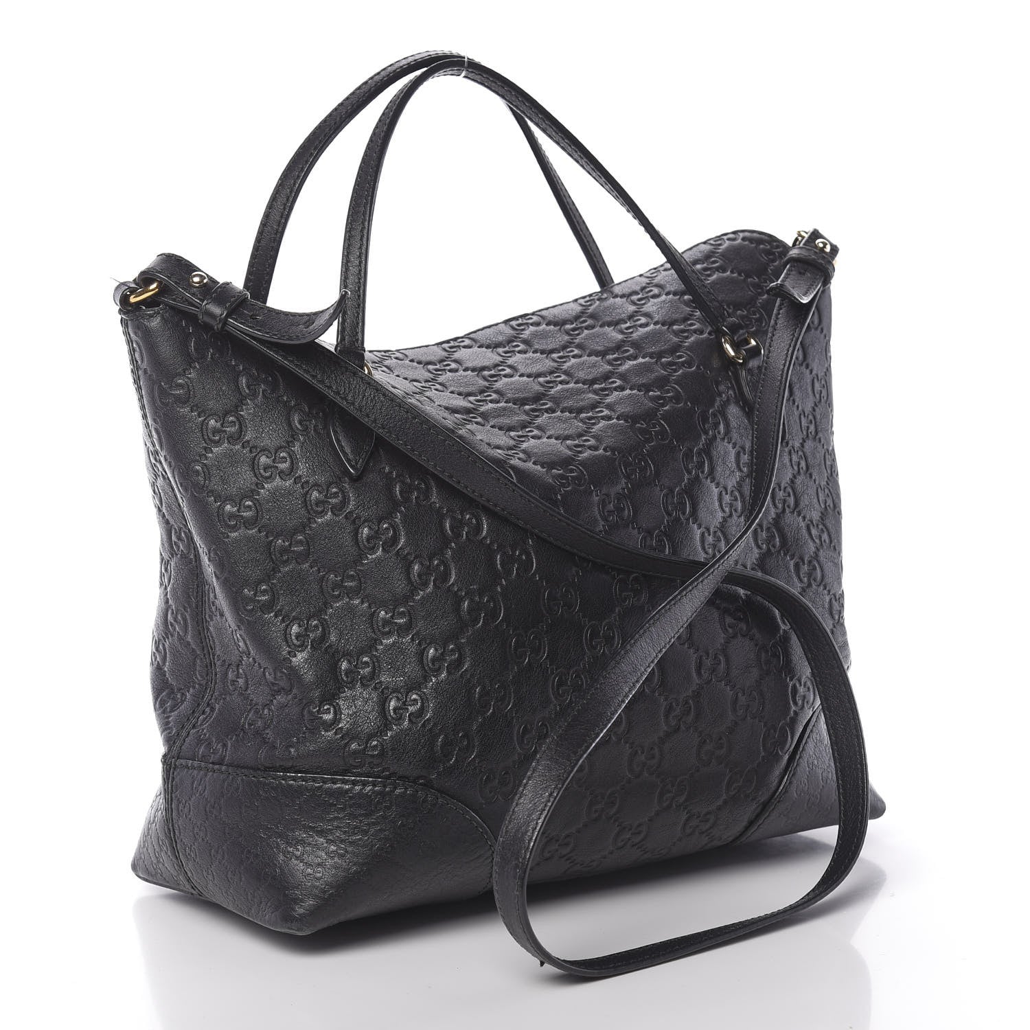 Gucci Guccissima Medium Bree Foldover Tote Black 4 of 23