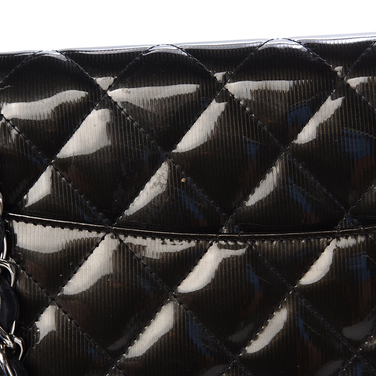 Chanel Striated Patent Quilted Jumbo Double Flap Black 13 of 16