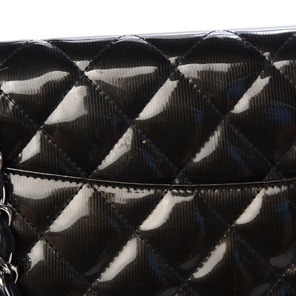 Chanel Striated Patent Quilted Jumbo Double Flap Black 13 of 16