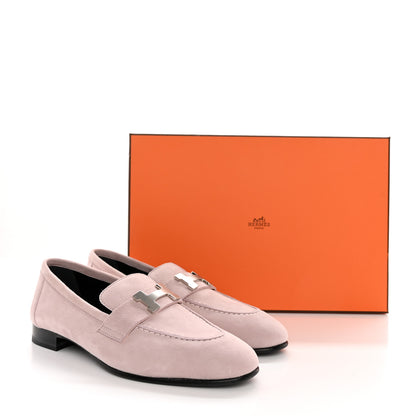 Hermes Suede Goatskin Paris Loafers 35.5 Rose Porcelaine 9 of 9
