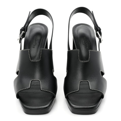 Hermes Calfskin Eris 90 Sandals 37 Black 2 of 9