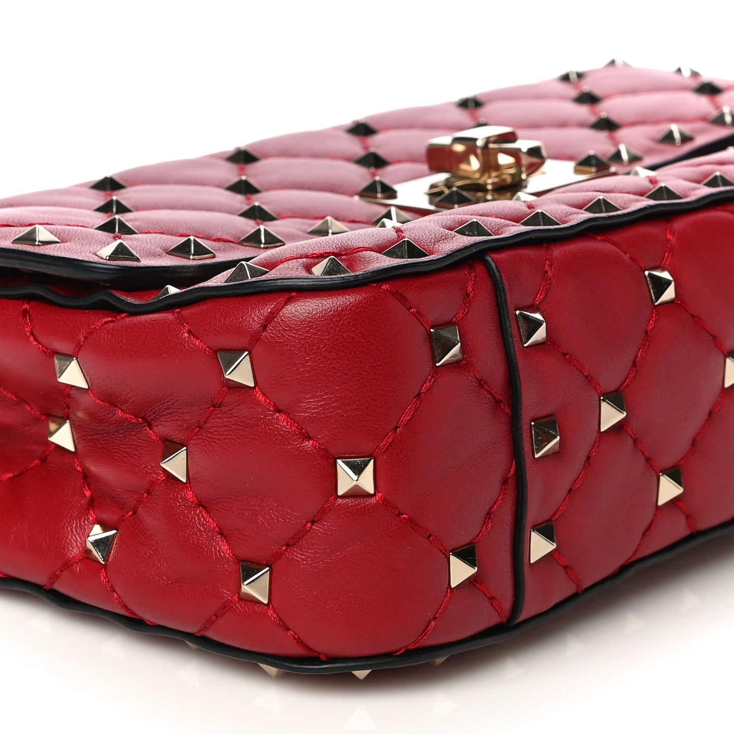Nappa Small Rockstud Spike Shoulder Bag Rosso Valentino