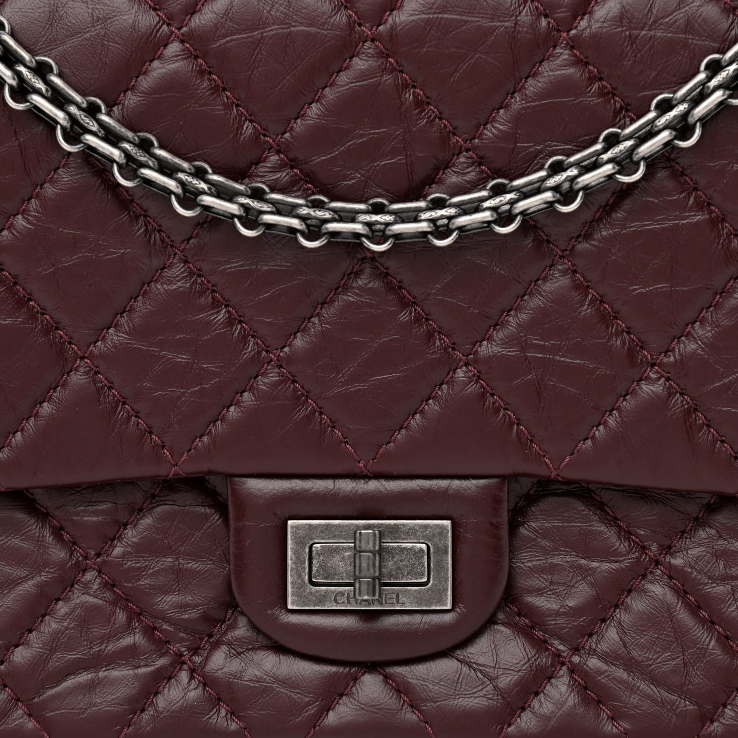Aged Calfskin Quilted 2.55 Reissue 226 Flap Dark Burgundy