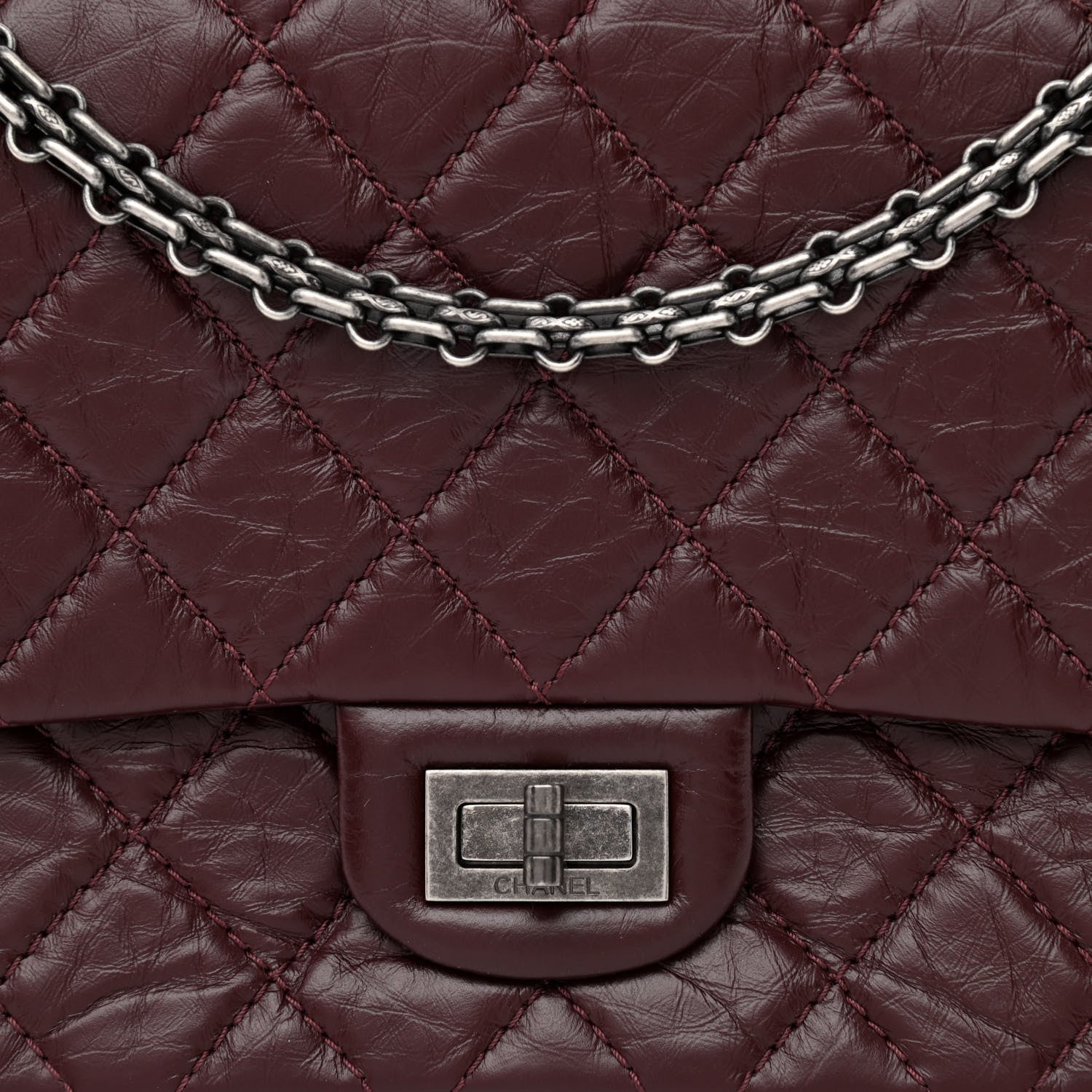 Chanel Aged Calfskin Quilted 2.55 Reissue 226 Flap Dark Burgundy 9 of 12