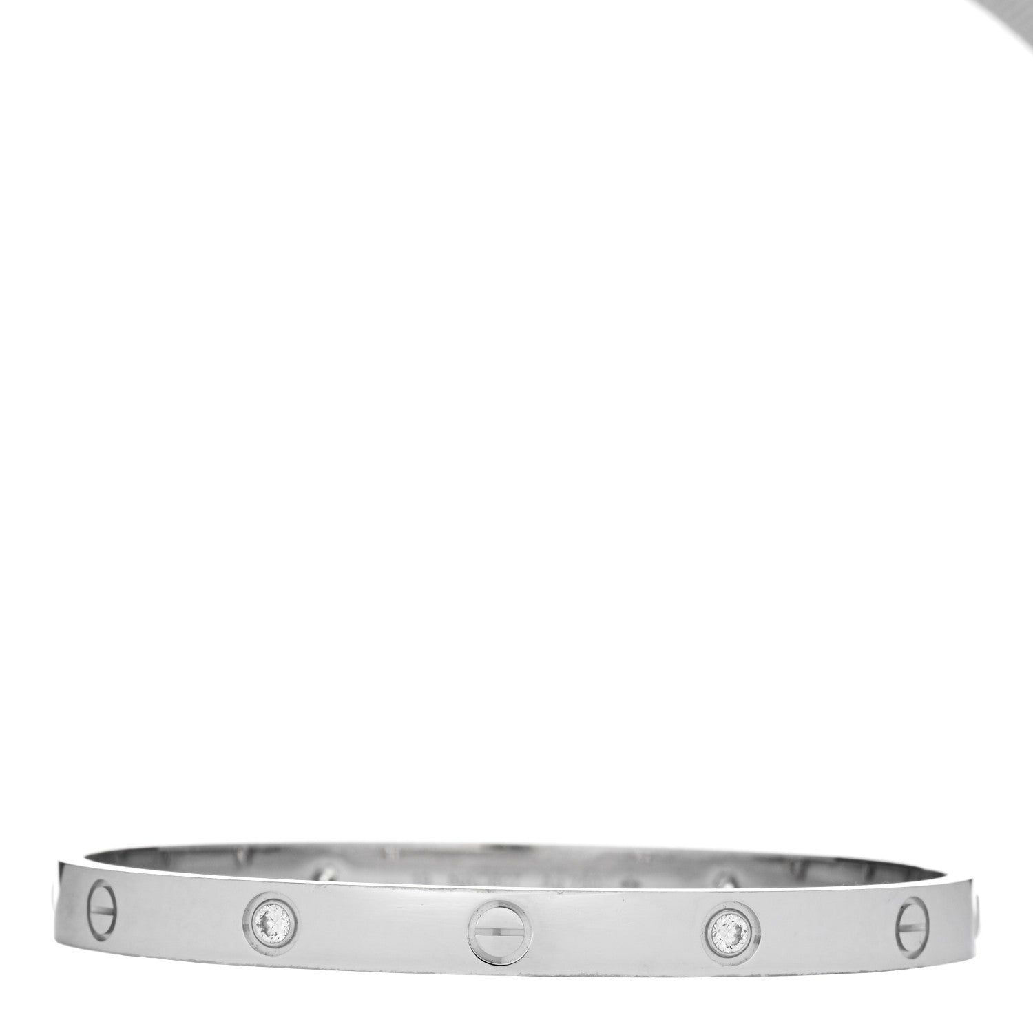 Cartier 18K White Gold 4 Diamond Love Bracelet 19 2 of 10