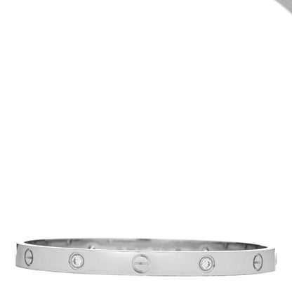 Cartier 18K White Gold 4 Diamond Love Bracelet 19 2 of 10