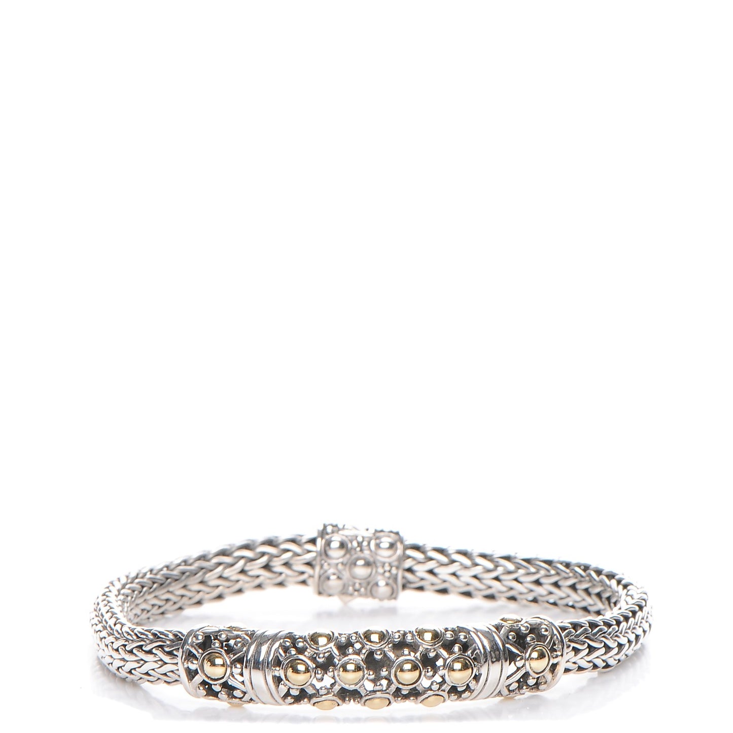 Sterling Silver 18K Yellow Gold Jaisalmer Wheat Chain Dot Bracelet
