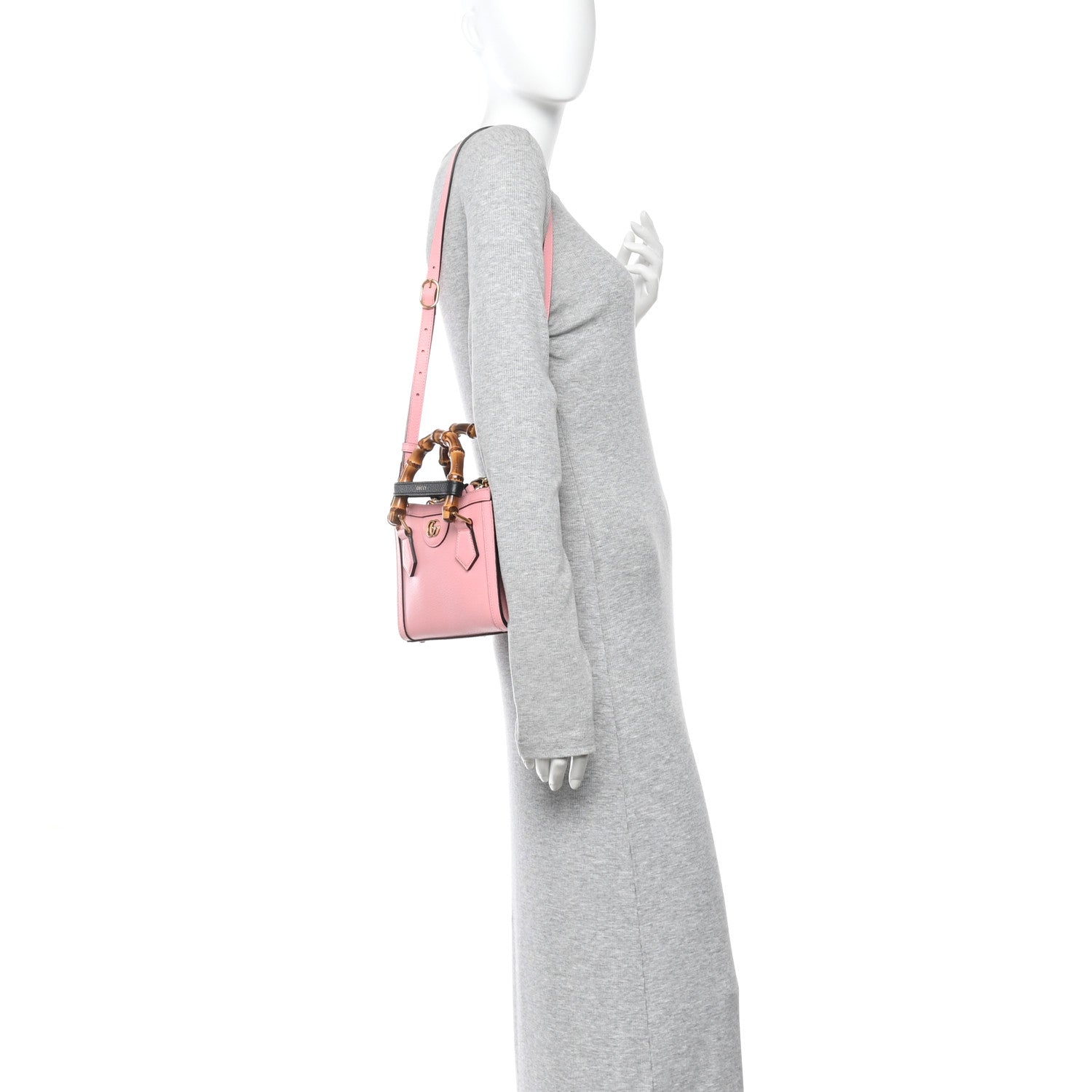 Gucci Wonka Grain Calfskin Mini Diana Tote Bag Wild Rose Black