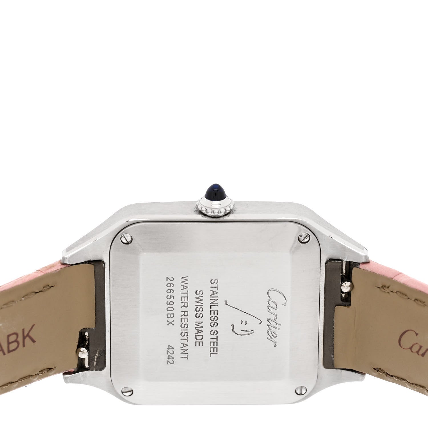Cartier Stainless Steel Alligator 27.5mm Santos Dumont Quartz Watch Pink 4 of 7