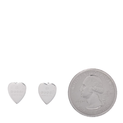 Gucci Sterling Silver Trademark Heart Stud Earrings 2 of 4