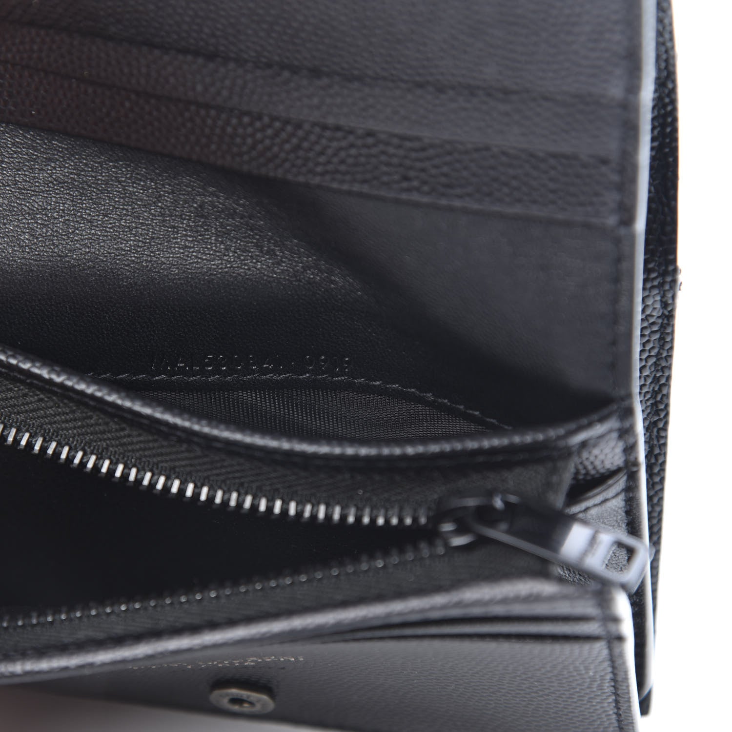 Saint Laurent Grain De Poudre Matelasse Chevron Monogram Card Case Black 8 of 9