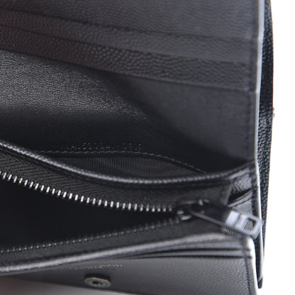 Saint Laurent Grain De Poudre Matelasse Chevron Monogram Card Case Black 8 of 9